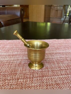 Vintage Solid Brass Mortar and Pestle